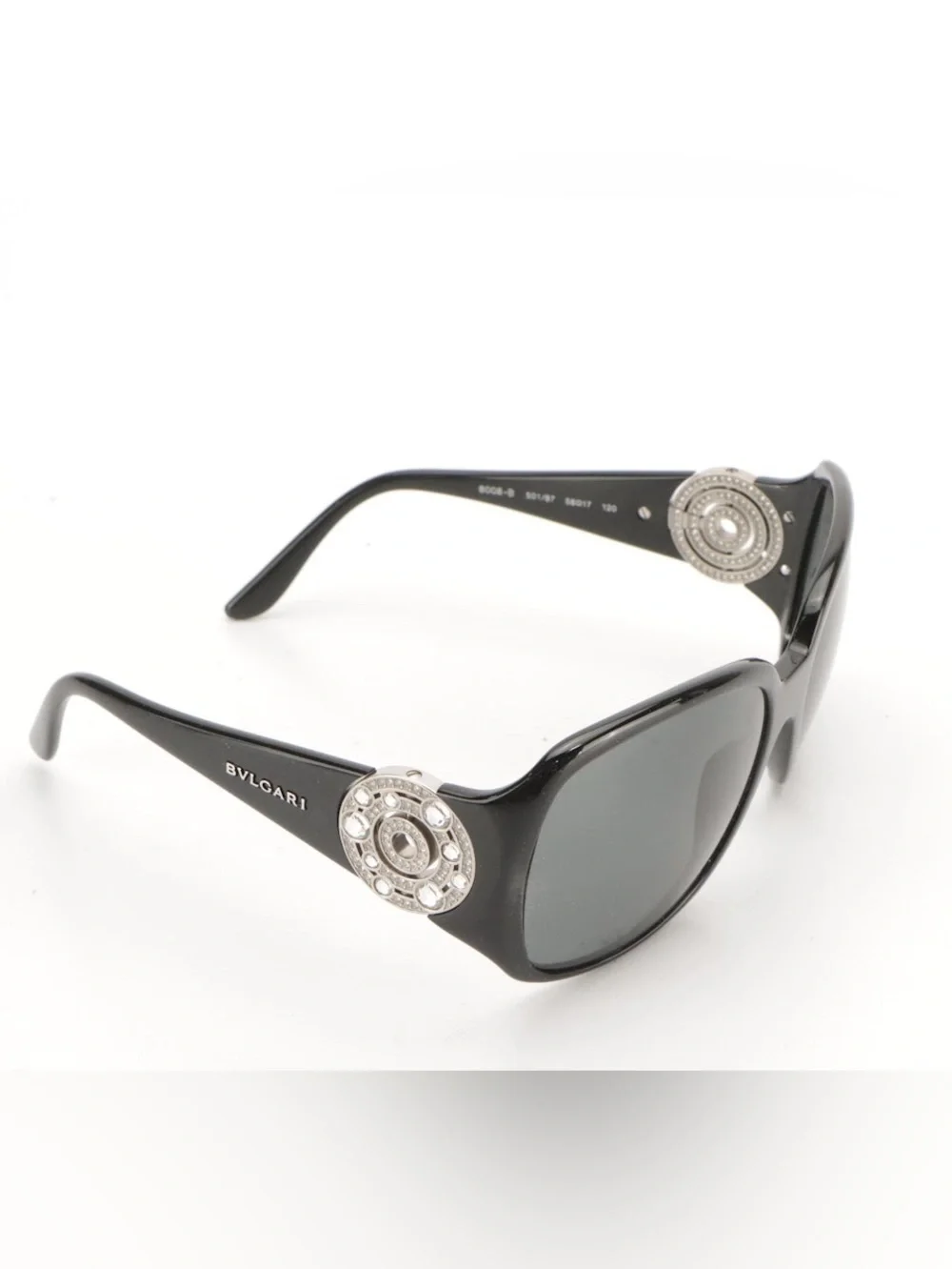 BVLGARI 8008-B 501/87 Black Rhinestone Embellished Sunglasses with Case